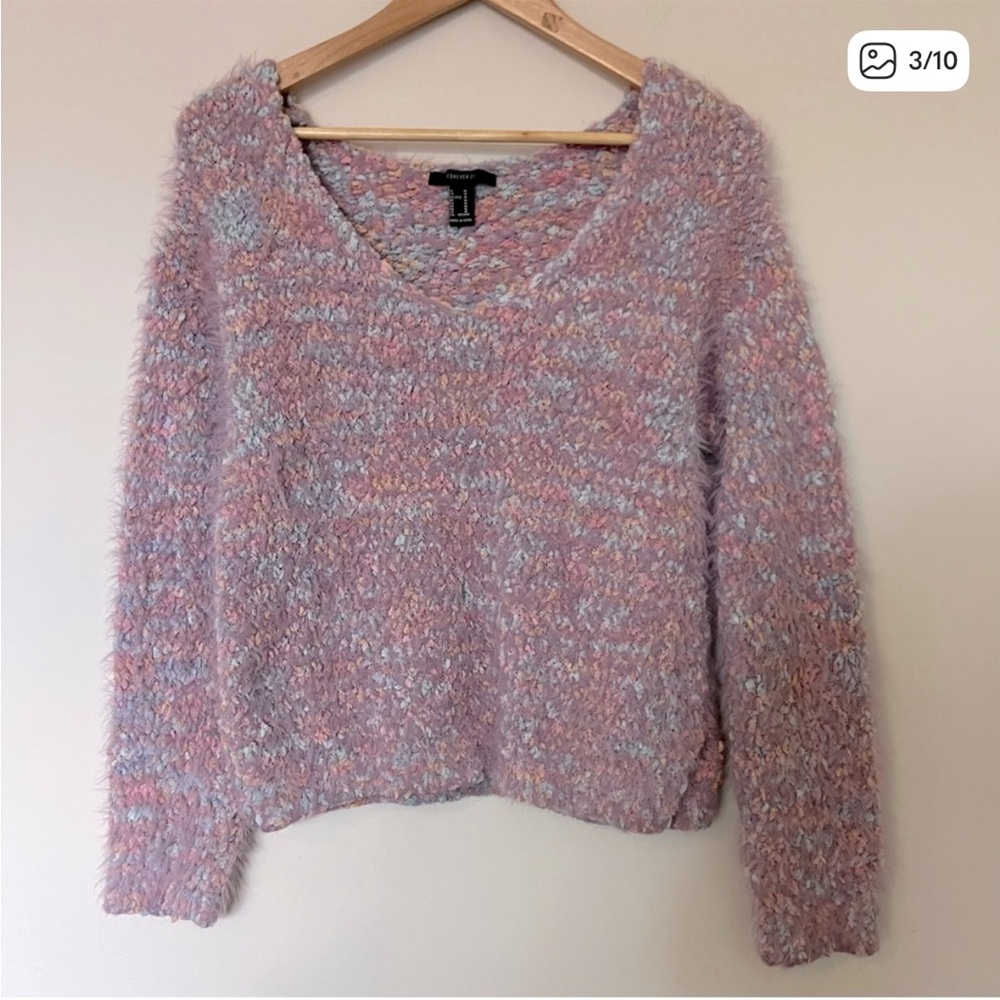FOREVER 21 Rainbow Fluffy Sweater